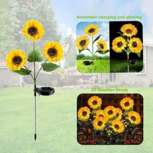 solar led sunflower garden lights