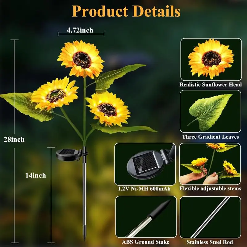 Solar LED Sunflower Garden Lights Solar LED Sunflower Garden Lights - Image 6